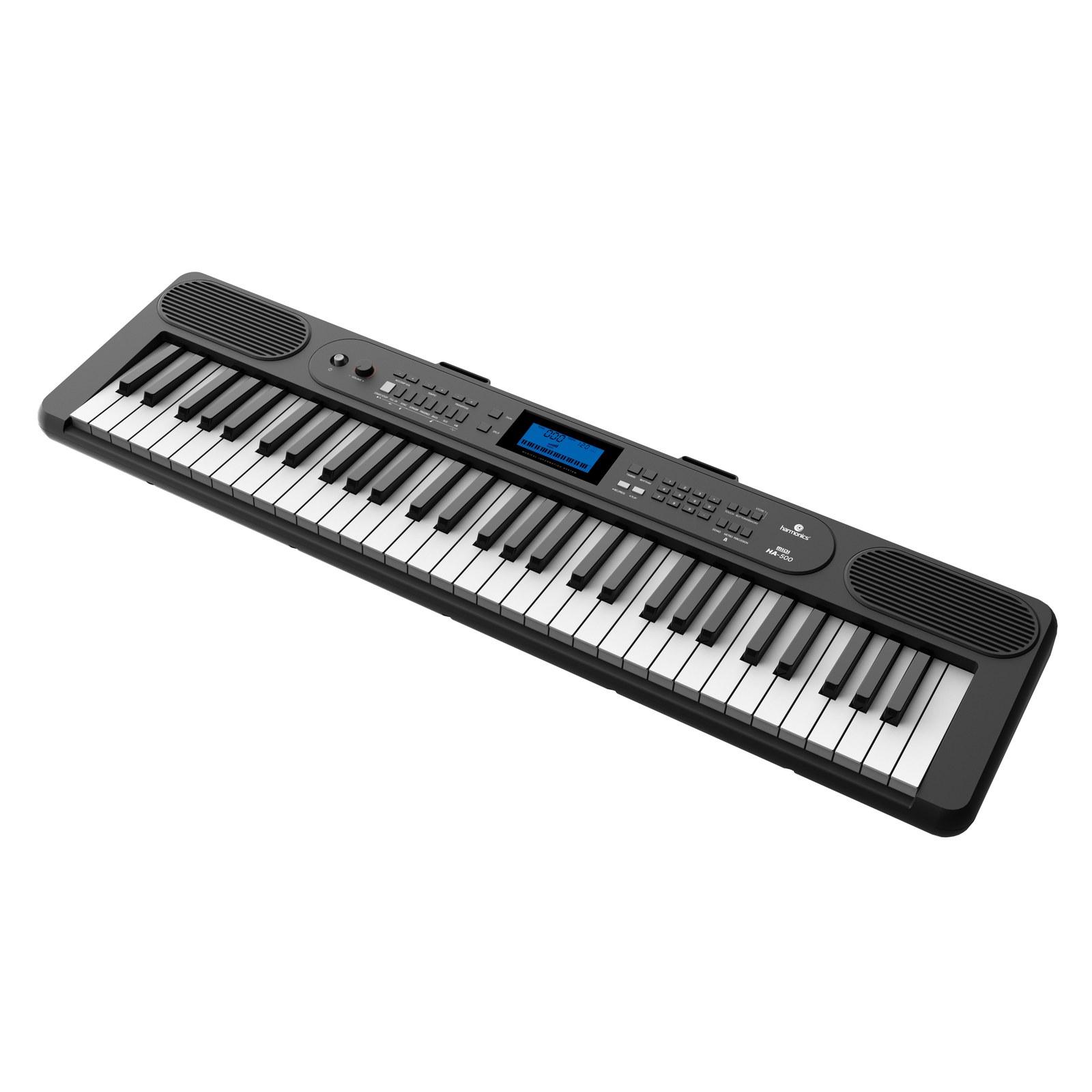 Harmonics HA-500 Musical Keyboard Percussion Instrument with 61 Full-Size Keys 80 Demo Songs, Black