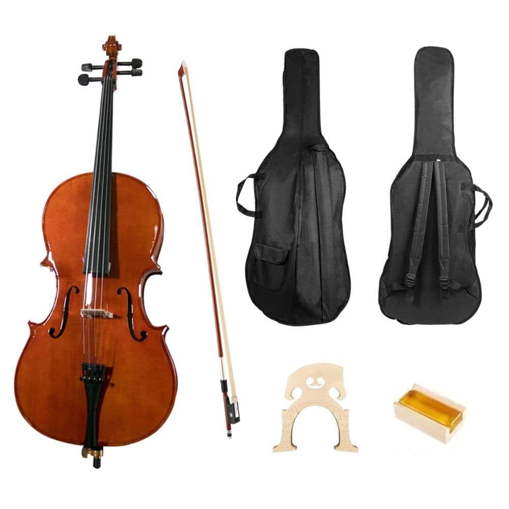 Harmonics CSW Solid Wood Cello Instrument with Carrying Bag, Bow, Rosin