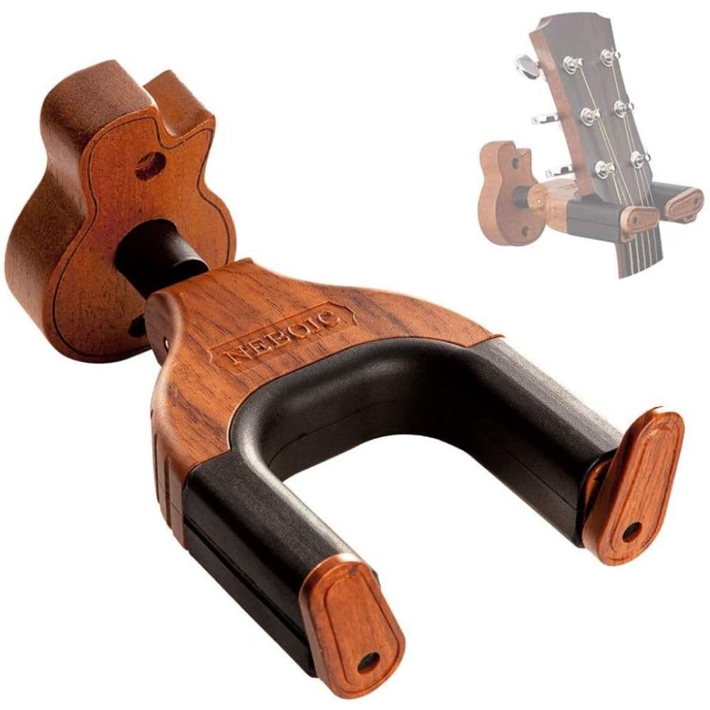 Maro Music Guitar Wall Mount, Solid Mahogany Wood Holder, Auto Lock, Hanger for Acoustic, Electric, Bass and Classical Guitars