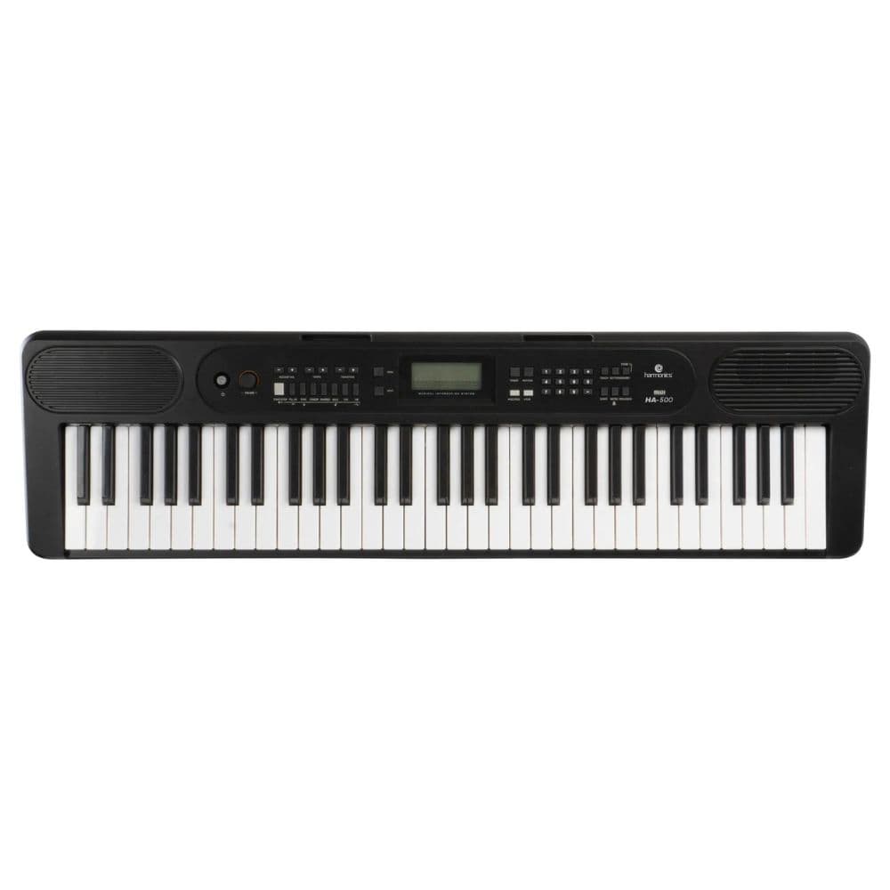 Harmonics HA-500 Musical Keyboard Percussion Instrument with 61 Full-Size Keys 80 Demo Songs, Black