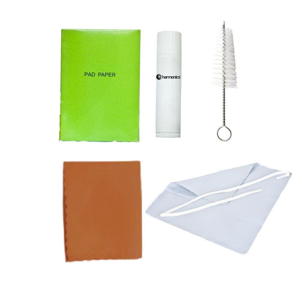 Harmonics Saxophone Care Kit, Maintenance Cleaning Set with Mouthpiece Brush, Polishing Cloth, Grease, Swab, Pad Paper