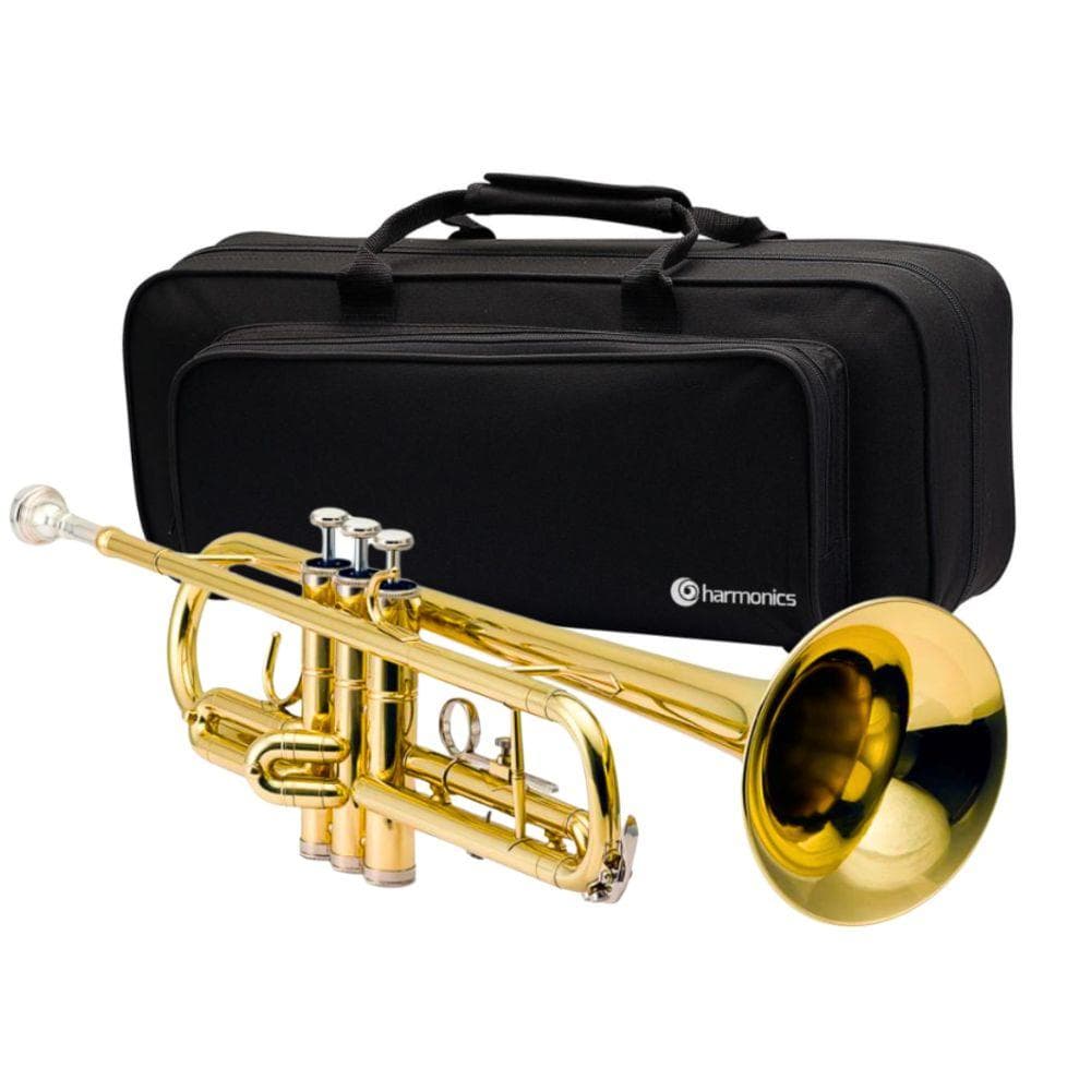 Harmonics Standard Bb Trumpet for Beginner, Brass Student Trumpets Instrument with Luxury Case