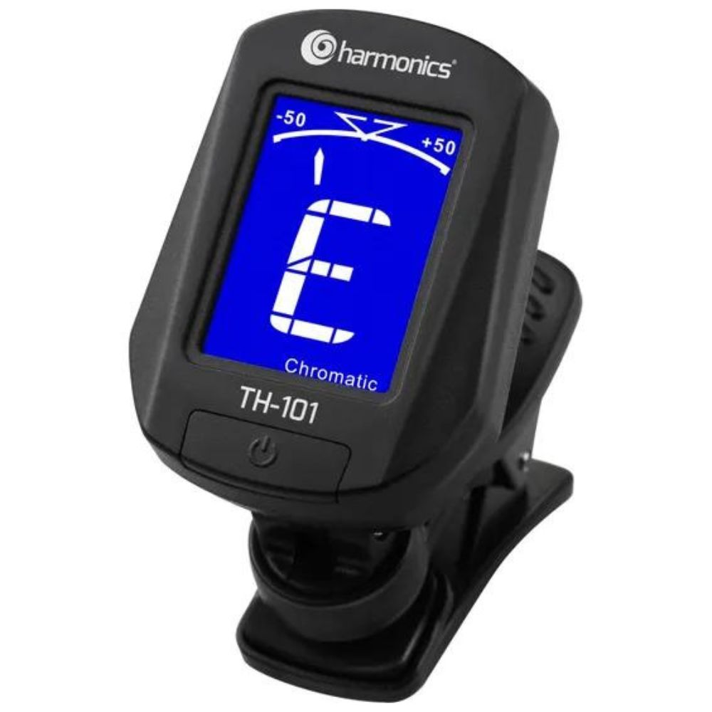 Harmonics TH-101 Clip-on Tuner for Guitar, Bass, Violin, Ukulele, Chromatic, Guitar Tuner with LED Screen, Black